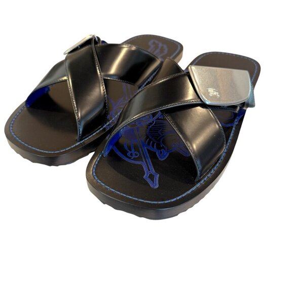 Burberry Black Leather EKD Strip Shield Slide Sandal, all sizes - Picture 3 of 15